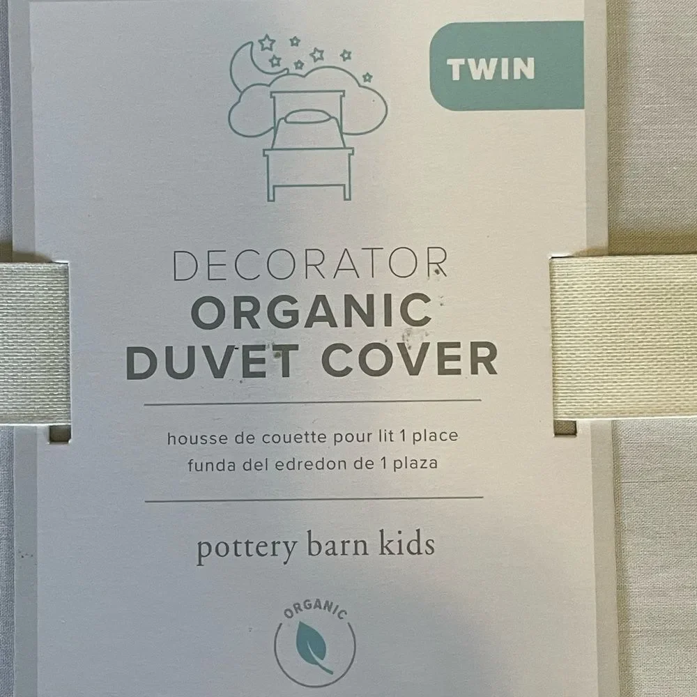 Pottery Barn Kids Decorator Organic Duvet Cover & Sham Twin GRAY